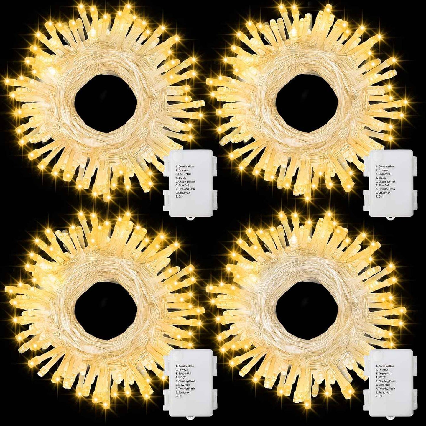 Brightever 4-Pack Waterproof String Lights – 16.5ft Battery Powered LEDs for Patio, Deck, and Garden Parties