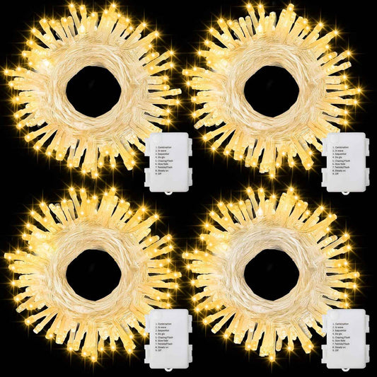 Brightever 4-Pack Waterproof String Lights – 16.5ft Battery Powered LEDs for Patio, Deck, and Garden Parties