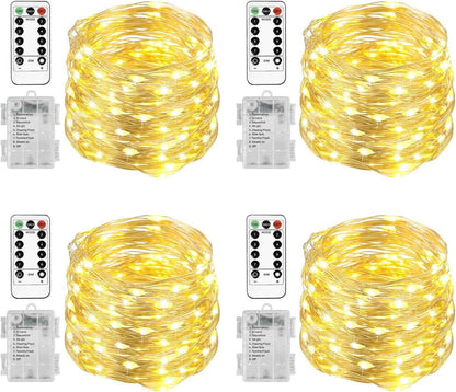Homemory 4-Pack Battery Operated Fairy Lights – Flameless String Lights Safe for Bedroom Sleep, Kids Room, and Pet Areas