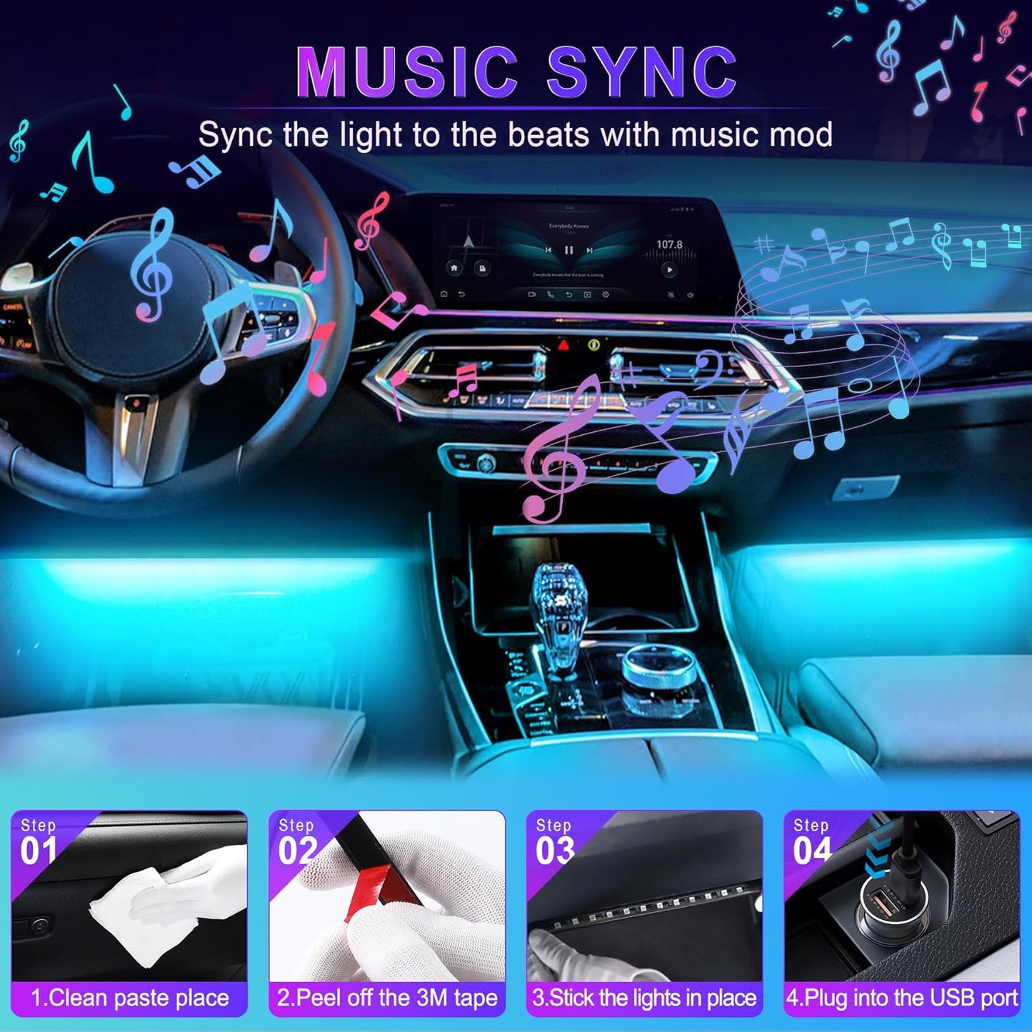 4-pack of 9.44-inch strips with 48 leds each