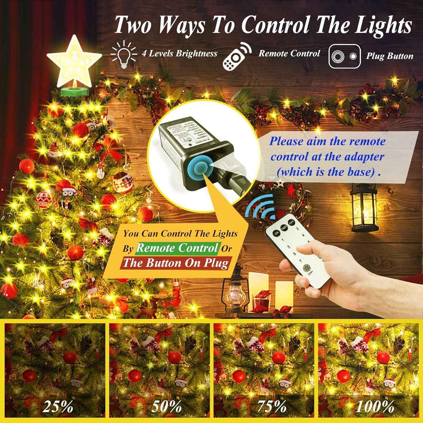 aneeway Flameless Star Tree Lights – Safe Holiday Lighting for Homes with Kids and Pets, No Fire Risk