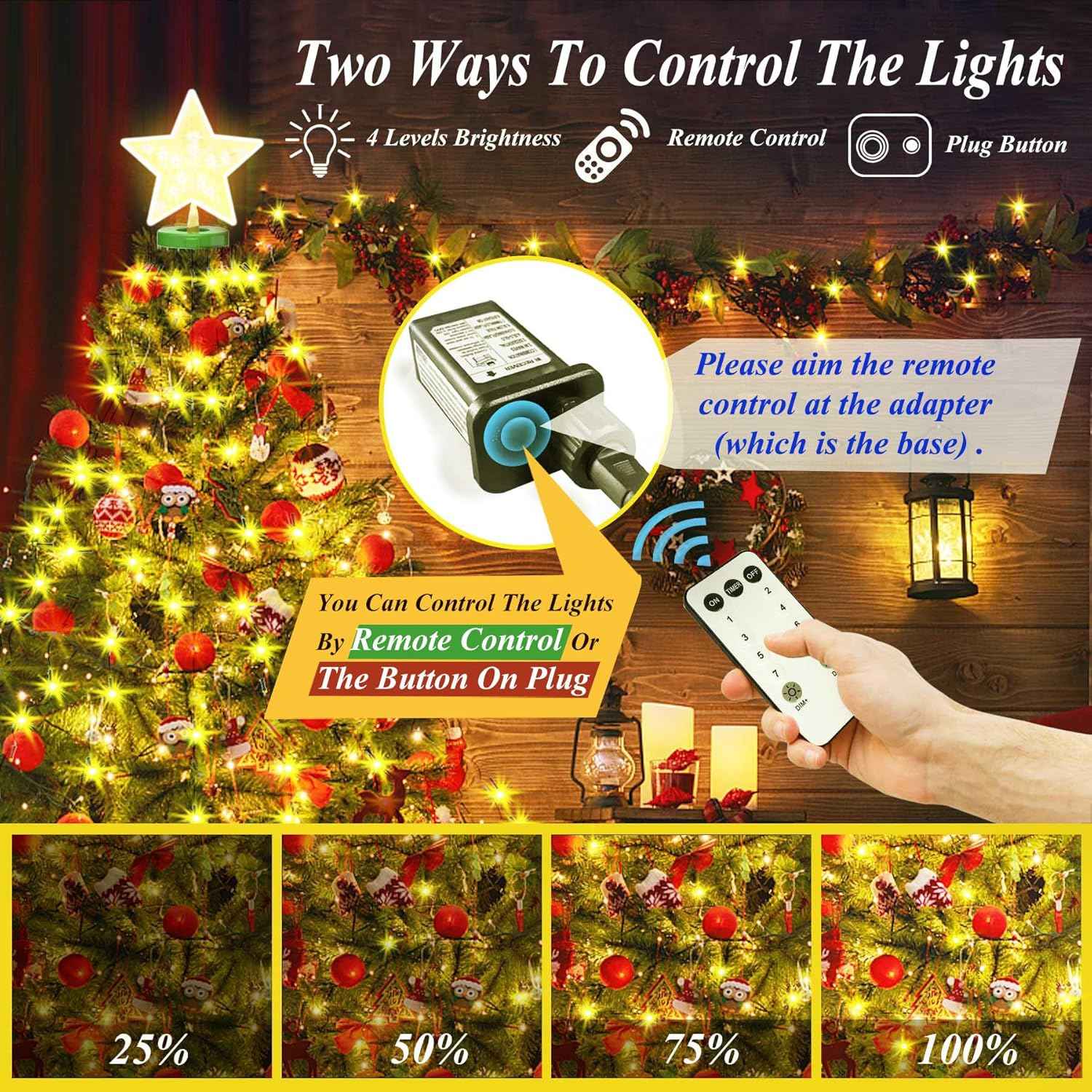 aneeway Flameless Star Tree Lights – Safe Holiday Lighting for Homes with Kids and Pets, No Fire Risk