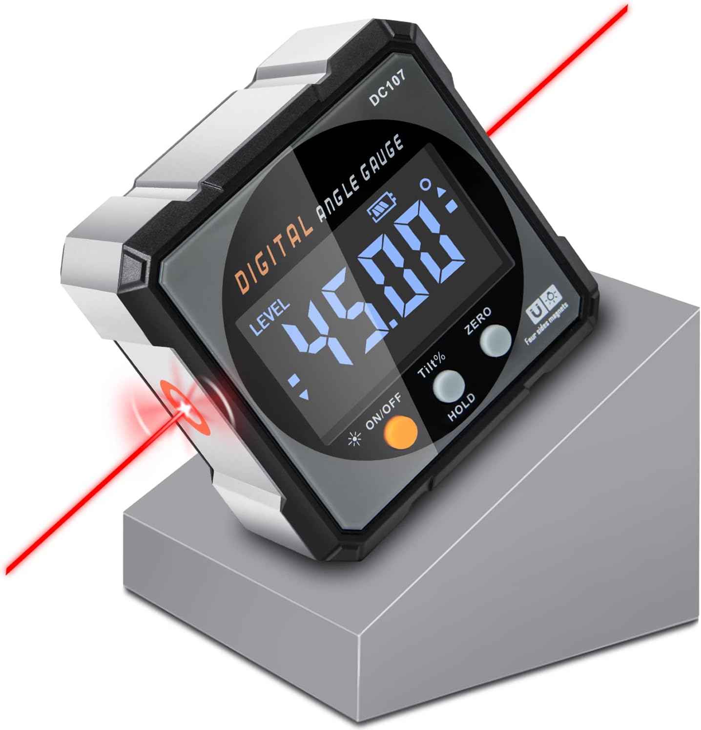 HERRMILL Digital Laser Inclinometer - Workshop Productivity Upgrade for Cabinet Makers, USB-C Rechargeable Angle Gauge with Backlight