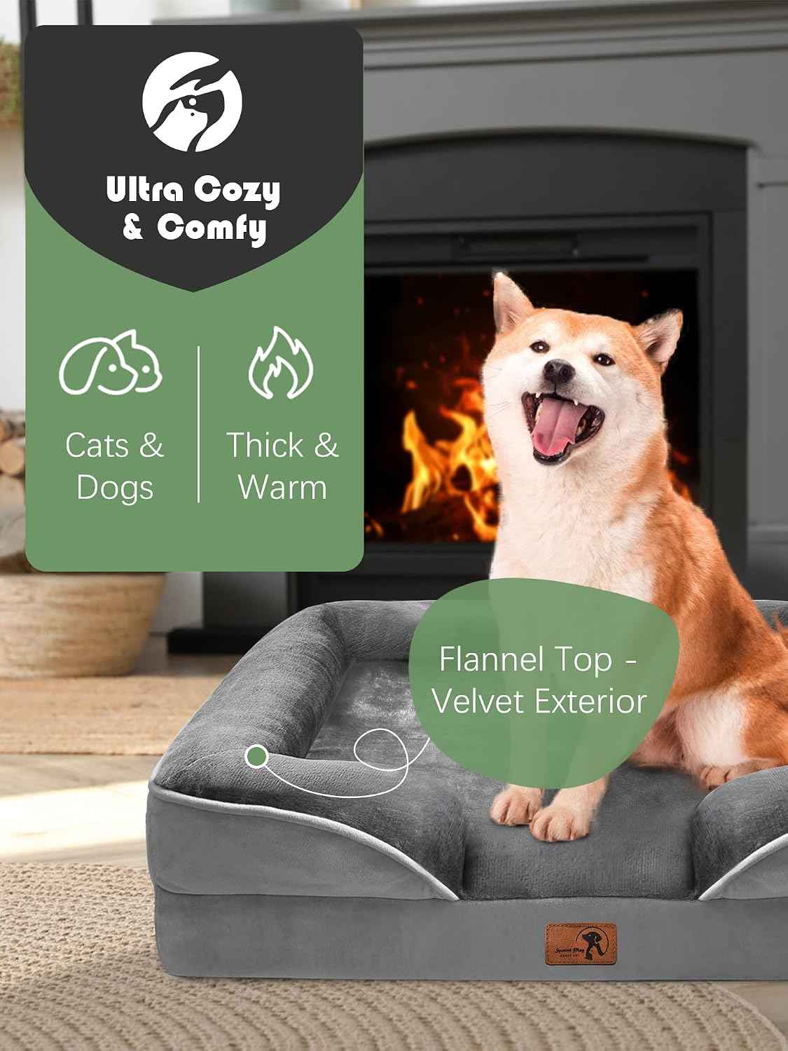 Ksiia Calming Den Orthopedic Dog Bed – Daily Joint Support for Senior Medium Breeds, Egg-Crate Foam Couch