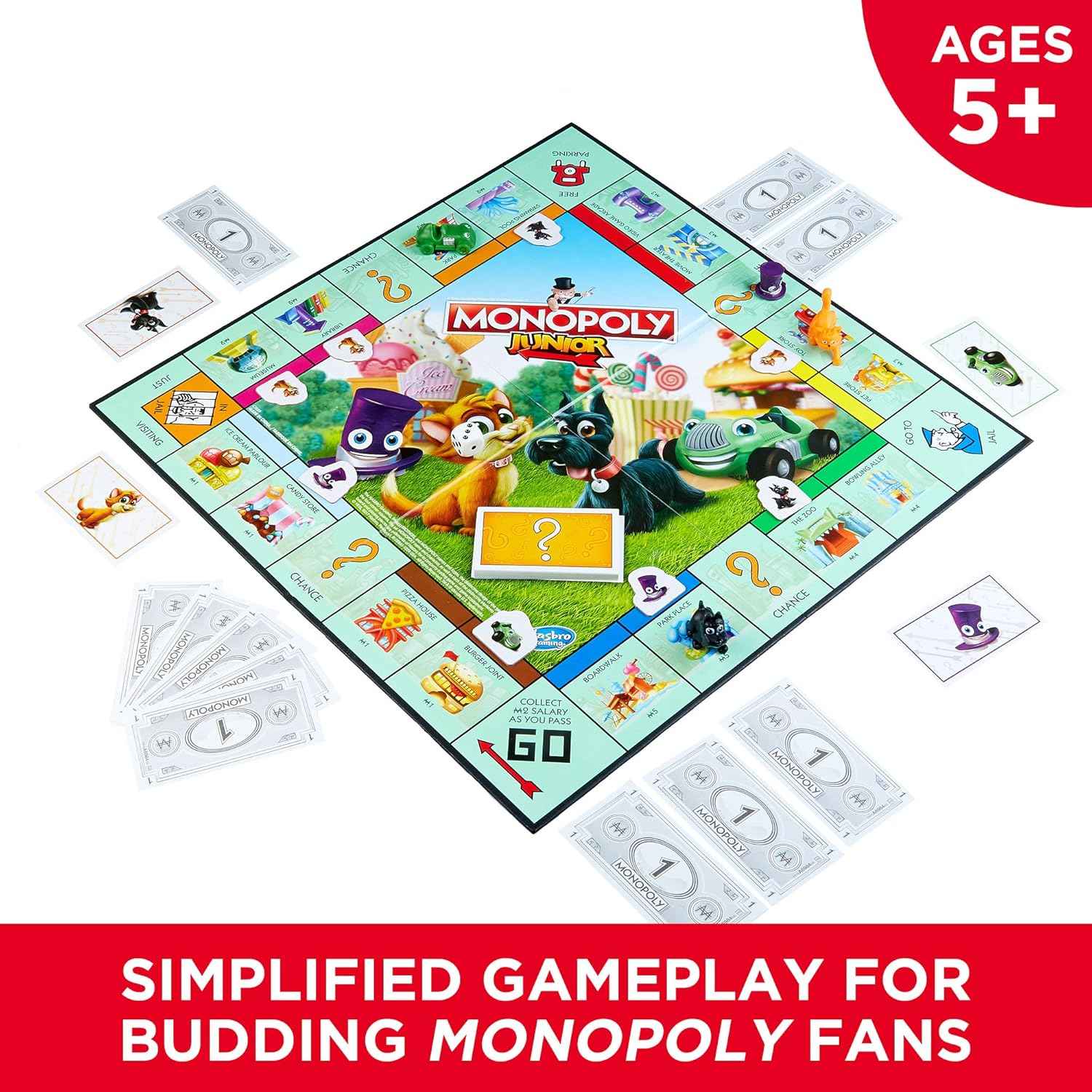 Monopoly Junior Board Game – Safe Indoor Activity for Kids Ages 5 to 8, Screen-Free Family Play