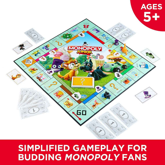 Monopoly Junior Board Game – Safe Indoor Activity for Kids Ages 5 to 8, Screen-Free Family Play