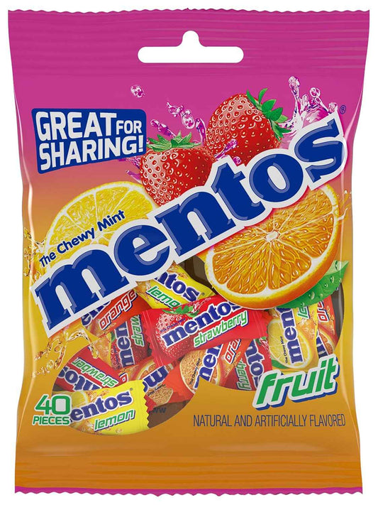 Mentos Chewy Mint Candy Fruit Rolls – Office Desk Drawer and Conference Room Bowl Refills for Midday Focus Breaks