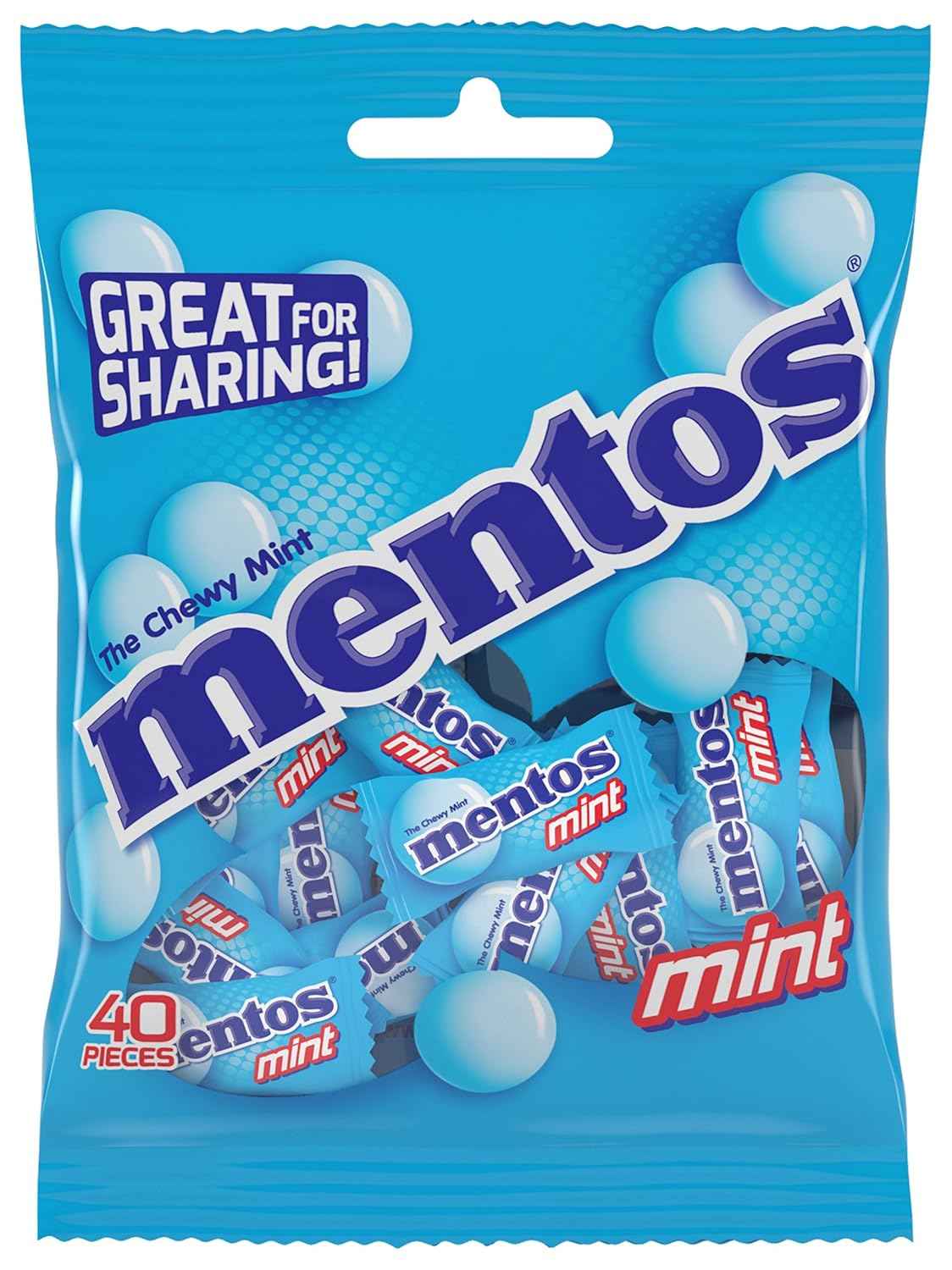 Mentos Chewy Mint Candy for Kids Lunchbox – Gluten Free Individually Wrapped Rolls 40 Pack for Ages 3 and Up