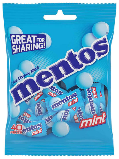 Mentos Chewy Mint Candy for Kids Lunchbox – Gluten Free Individually Wrapped Rolls 40 Pack for Ages 3 and Up