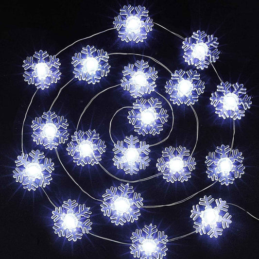 BlcTec Snowflake String Lights – Patio and Porch Battery Decor with 12.8FT Flexible Wire