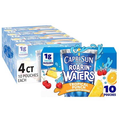 Capri Sun Roarin' Waters Tropical Punch – Stevia-Sweetened Lunch Prep Hydration, 40 ct Bulk Pack