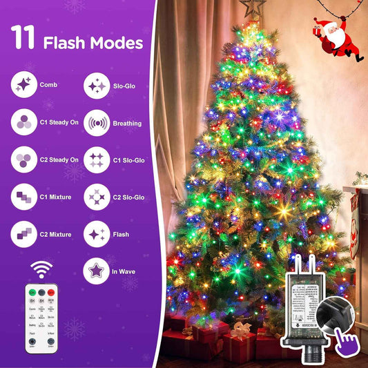 Marchpower Christmas Tree Lights – Cozy Living Room Aesthetic, Diamond-Cut Color-Changing Tree Lights with 4 Brightness Levels