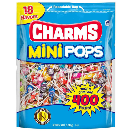 Tootsie Roll Charms Mini Pops – Low-Calorie 20-Calorie Lollipops for Portion-Controlled Snacking and Mindful Treat Moments, 400 Count