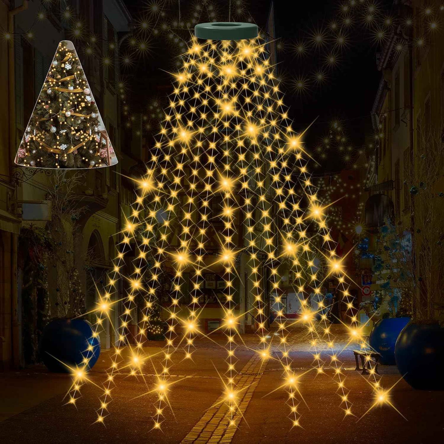 Lumastro Waterproof 400 LED Christmas Tree Lights with 16 Hanging Lines for Patio and Garden Holiday Gatherings