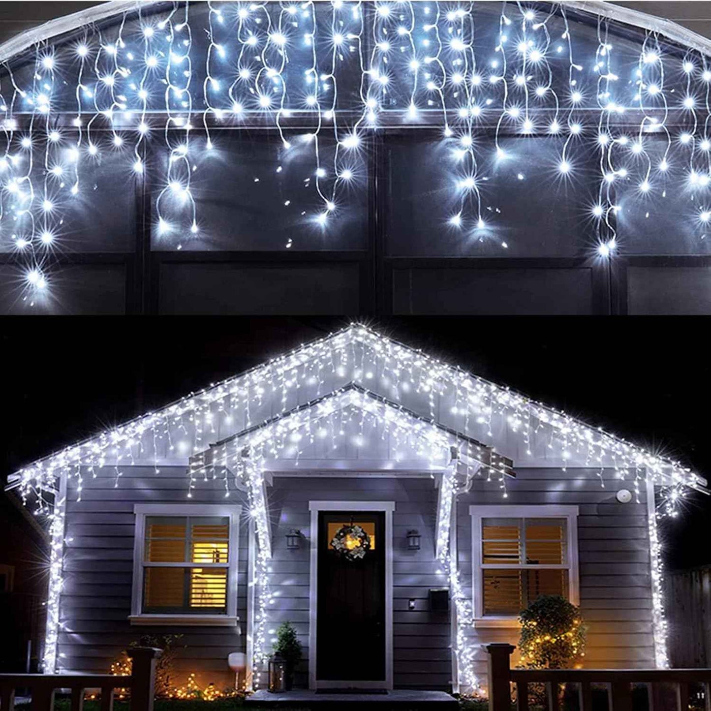 LuminaGlow Icicle Curtain Lights – Cozy Living Room Aesthetic, 32ft 400 LED Hanging Backdrop with 8 Modes