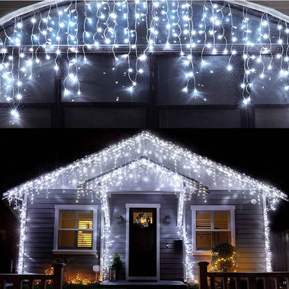 LuminaGlow Icicle Curtain Lights – Cozy Living Room Aesthetic, 32ft 400 LED Hanging Backdrop with 8 Modes