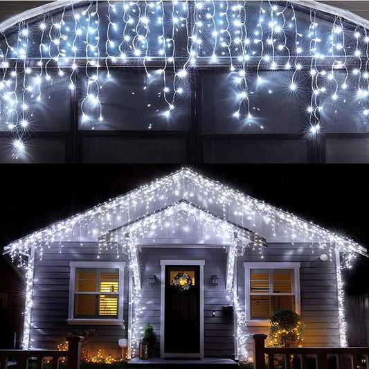 LuminaGlow Icicle Curtain Lights – Cozy Living Room Aesthetic, 32ft 400 LED Hanging Backdrop with 8 Modes