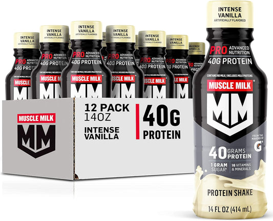 40g protein per 14 fl oz serving from a multi-source protein blend