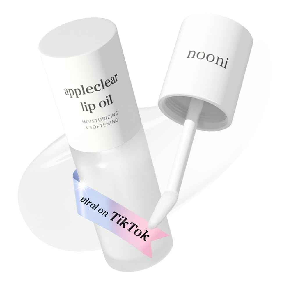 NOONI Korean Lip Oil | Long-Lasting, Moisturizing, Plumping, Revitalizing for Dry Lips, Waterproof, No Peel Off, Korean Tint, Hydrating Lip Stain, Nourishing Crystal Clear, 0.12 FL Oz
