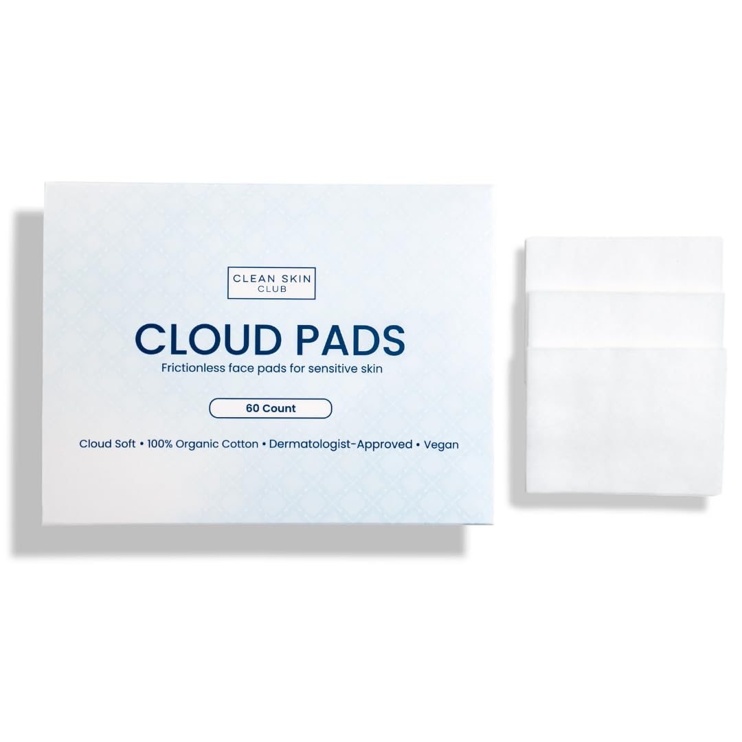 Clean_Skin_Club_Cloud_Pads,_Ultra-Soft_&_Thick_Face_Pads,_100%_Organic_Cotton_Dermatologist-Approved_Makeup_Remover_and_Toner_Applicator,_Sensitive-Skin_Safe,_60_Count_(Pack_of_1)