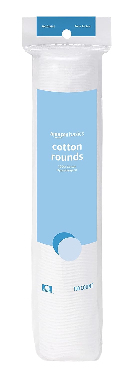 Amazon_Basics_Hypoallergenic_100%_Cotton_Rounds_for_Makeup_Remover,_Skincare,_Nail_Polish_Removal,_All_Skin_Types,_100_Count,_1_Pack