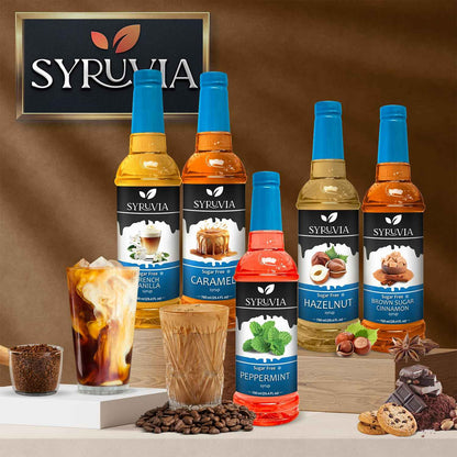 Syruvia Sugar Free Syrup – Premium Café-Quality Flavoring for the Elegant Home Bar, 25.4 fl oz With Pump