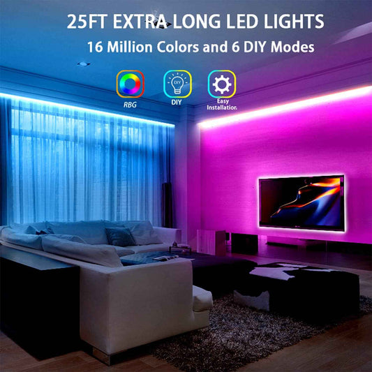 dalattin 50ft LED Light Strip Kit for Living Room and Ceiling, RGB 5050 Ambient Home Decor with 44 Key Remote