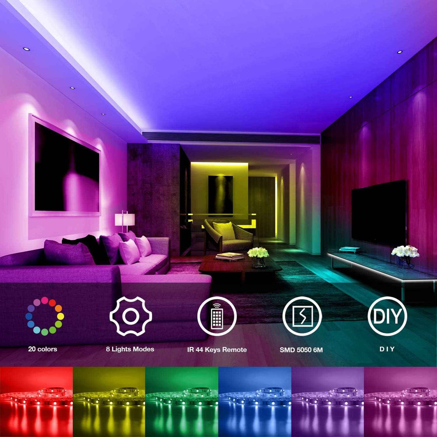 DAYBETTER LED Strip Lights 20ft, Affordable Housewarming Gift for Her with Remote and 20 Color Options