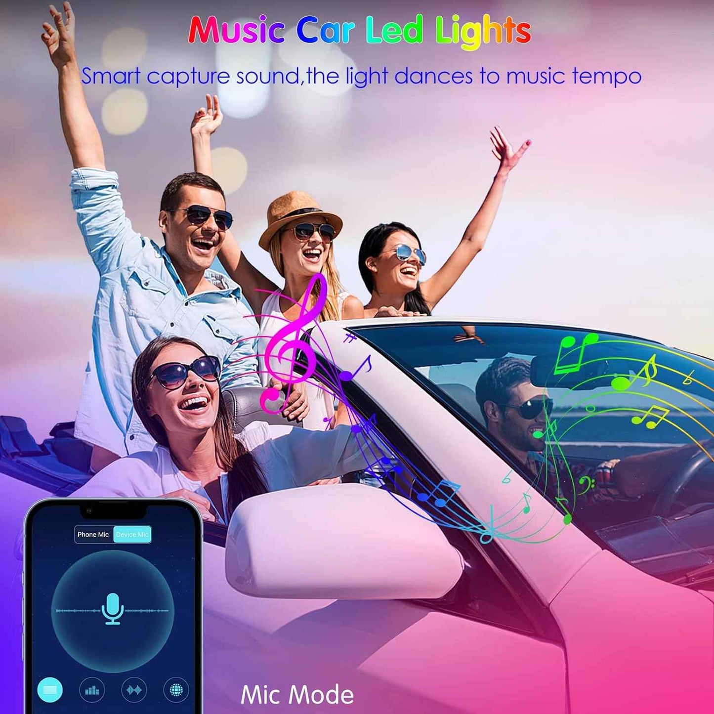 Keepsmile Premium Interior Car Lights – High End RGB Cabin Lighting, 16M Colors with App and RF Remote
