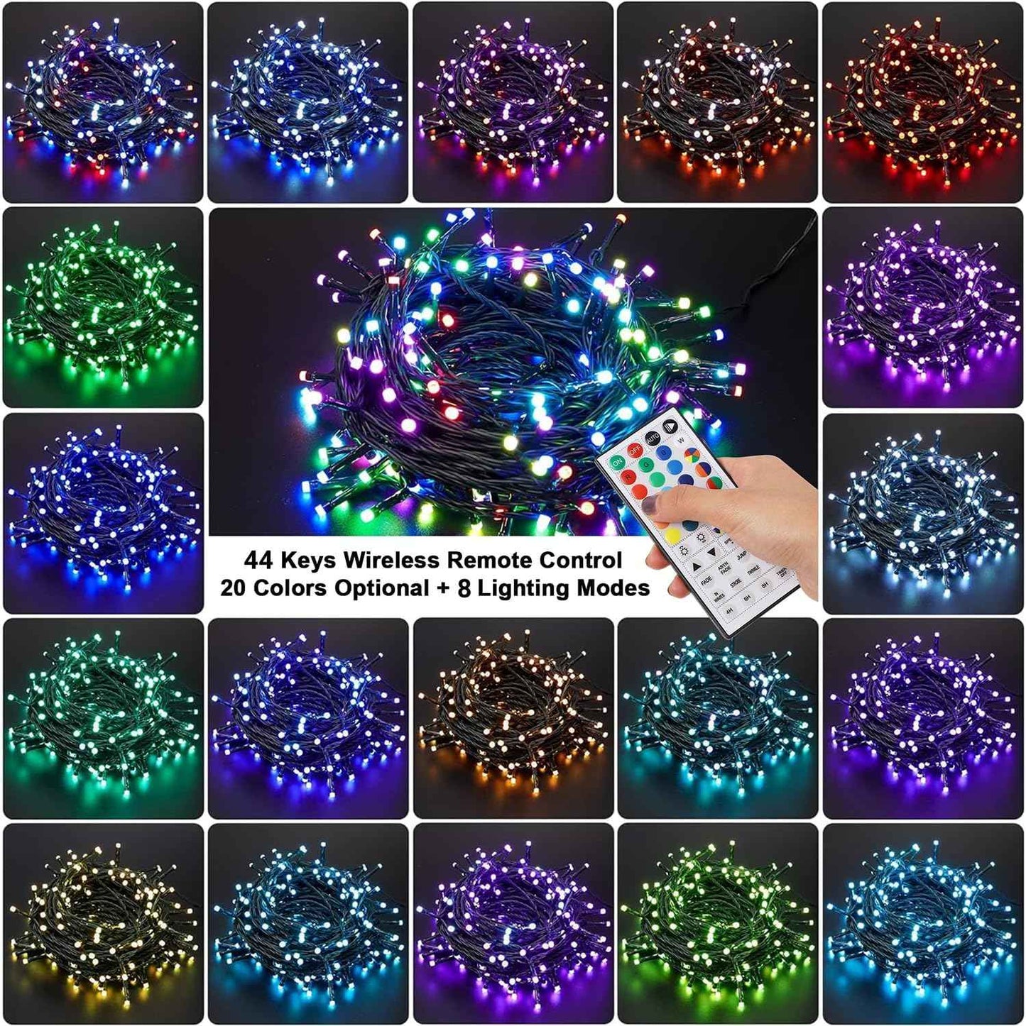 HOME LIGHTING 66ft RGB Mini Lights – Patio and Backdrop String Lights, 200 LED Outdoor Indoor with 17ft Lead