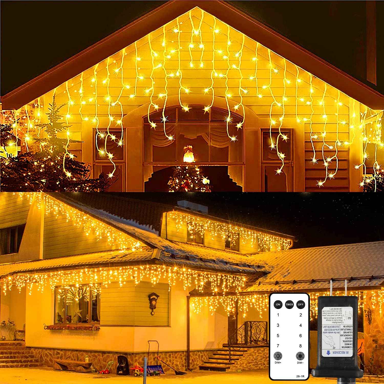 Blingstar Icicle Lights – Cozy Bedroom Aesthetic Lighting with Warm White Cascade and 4-Level Dimming