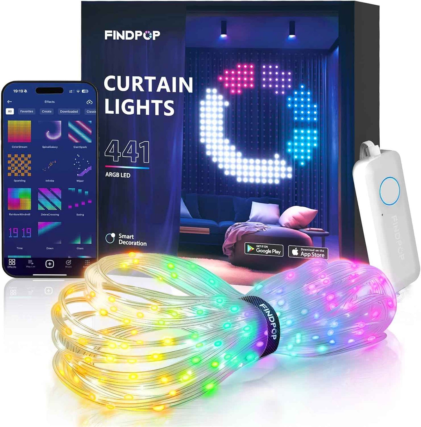 AuroraGlow Smart Curtain Lights – Home Office Focus Ambiance, Scheduled Timer and App-Controlled Lighting