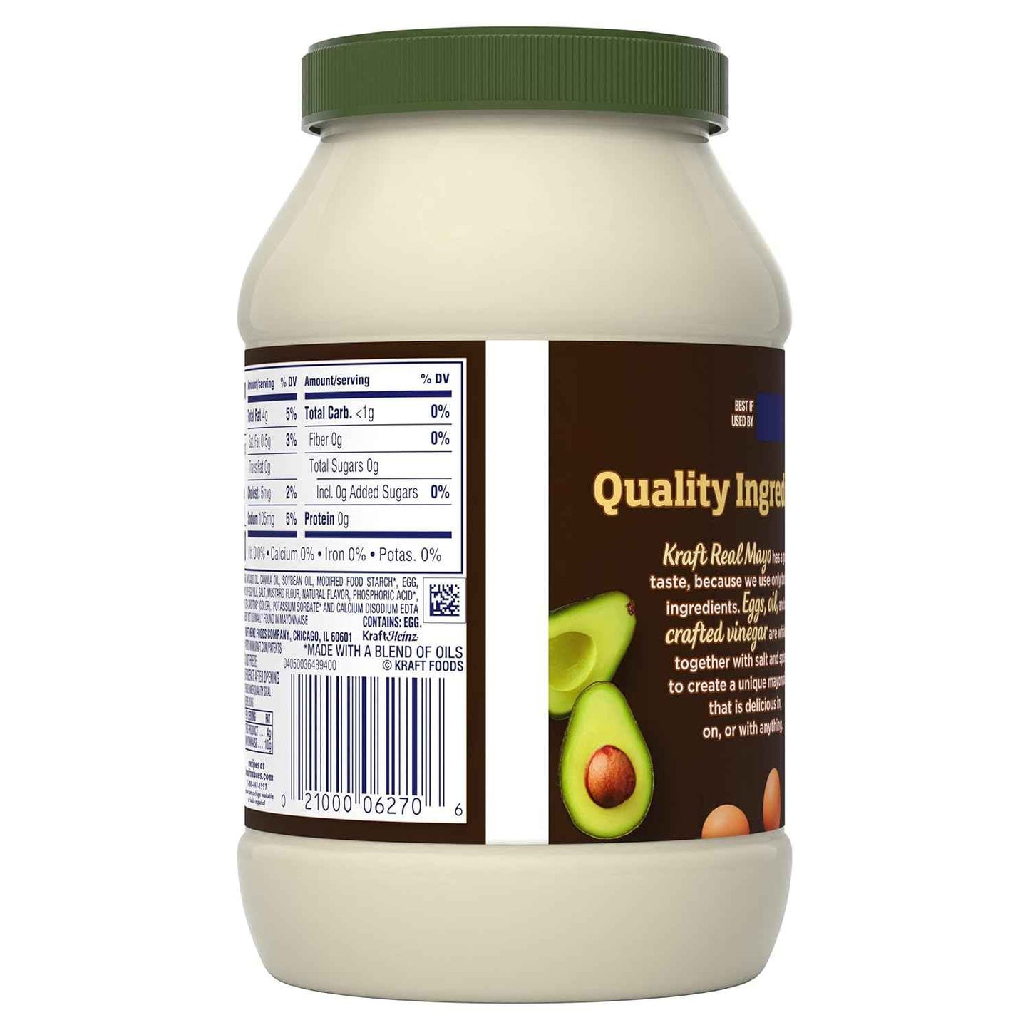 Kraft Avocado Oil Reduced Fat Mayo – Single-Jar Pantry Staple for Streamlined Home Cooking, Creamy Sandwich Spread
