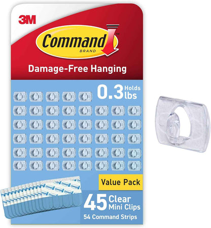 Command Clear Light Clips for Cozy Home Ambiance, No-Damage Wall Mount for Fairy Lights
