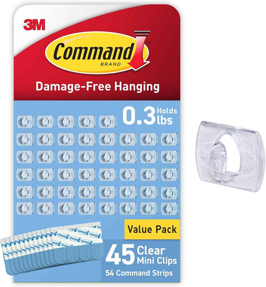 Command Clear Light Clips for Cozy Home Ambiance, No-Damage Wall Mount for Fairy Lights