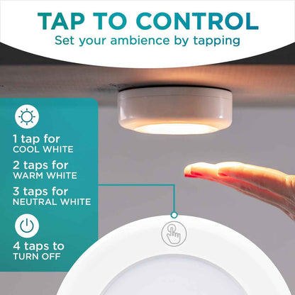 Brilliant Evolution Ultra Thin Touch Puck Lights – Focused Task Lighting for Home Office Desk and Bookshelf, Pack of 2