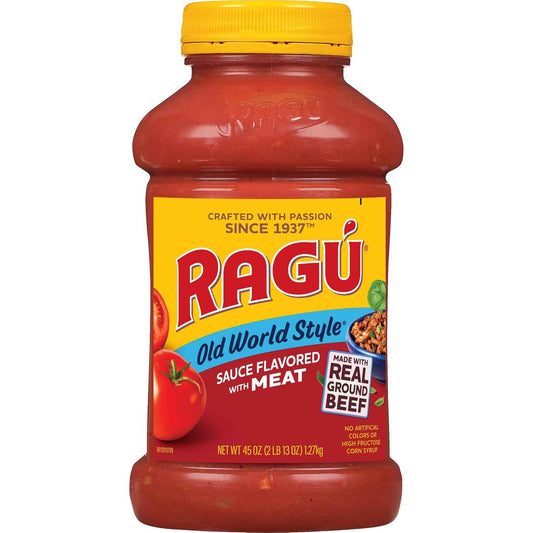 Ragu Old World Style Meat Sauce – 45 oz Family-Size Jar for Kid-Friendly Spaghetti Nights
