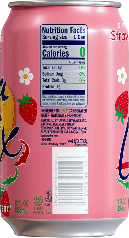 La Croix Strawberry Peach Sparkling Water – Portable Trail Picnic Beverage for Outdoor Dining