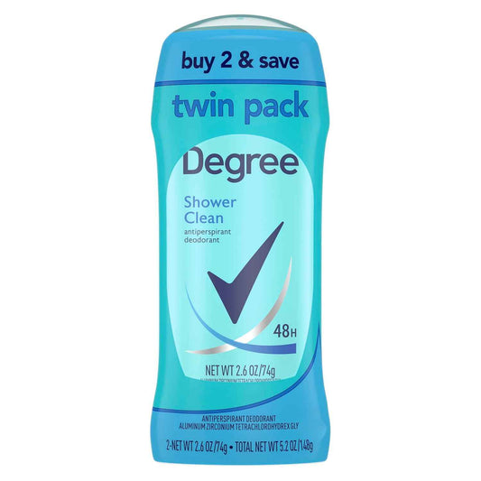 Degree Shower Clean Antiperspirant Stick for Women – Nightly Self-Care Ritual with 48-Hour Rose and Jasmine Freshness, Twin Pack 2.6 oz