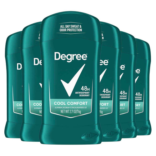 Degree Men Cool Comfort Antiperspirant Stick – Outdoor Adventure Deodorant for Camping and Patio Use, 2.7 oz, 6 Pack
