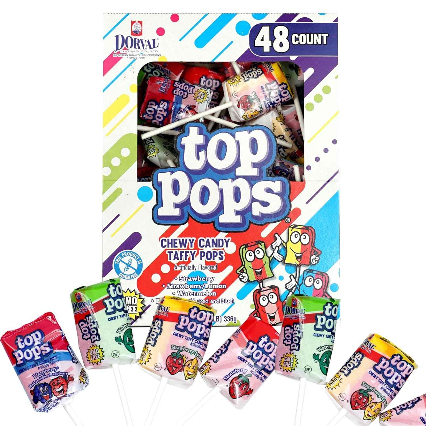 Top Pops Taffy Pops, 48 Pack – Holiday Treat Pack for Easter Basket Candy Filler