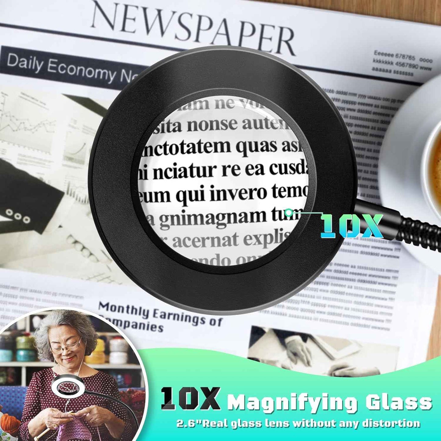 MagniShine 10X Clip-On Magnifier – Soldering and Electronics Repair Lamp, LED Workbench Light for DIY Technicians