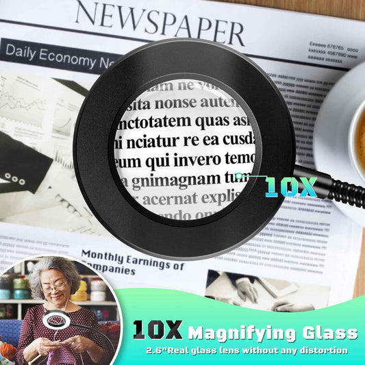 MagniShine 10X Clip-On Magnifier – Soldering and Electronics Repair Lamp, LED Workbench Light for DIY Technicians