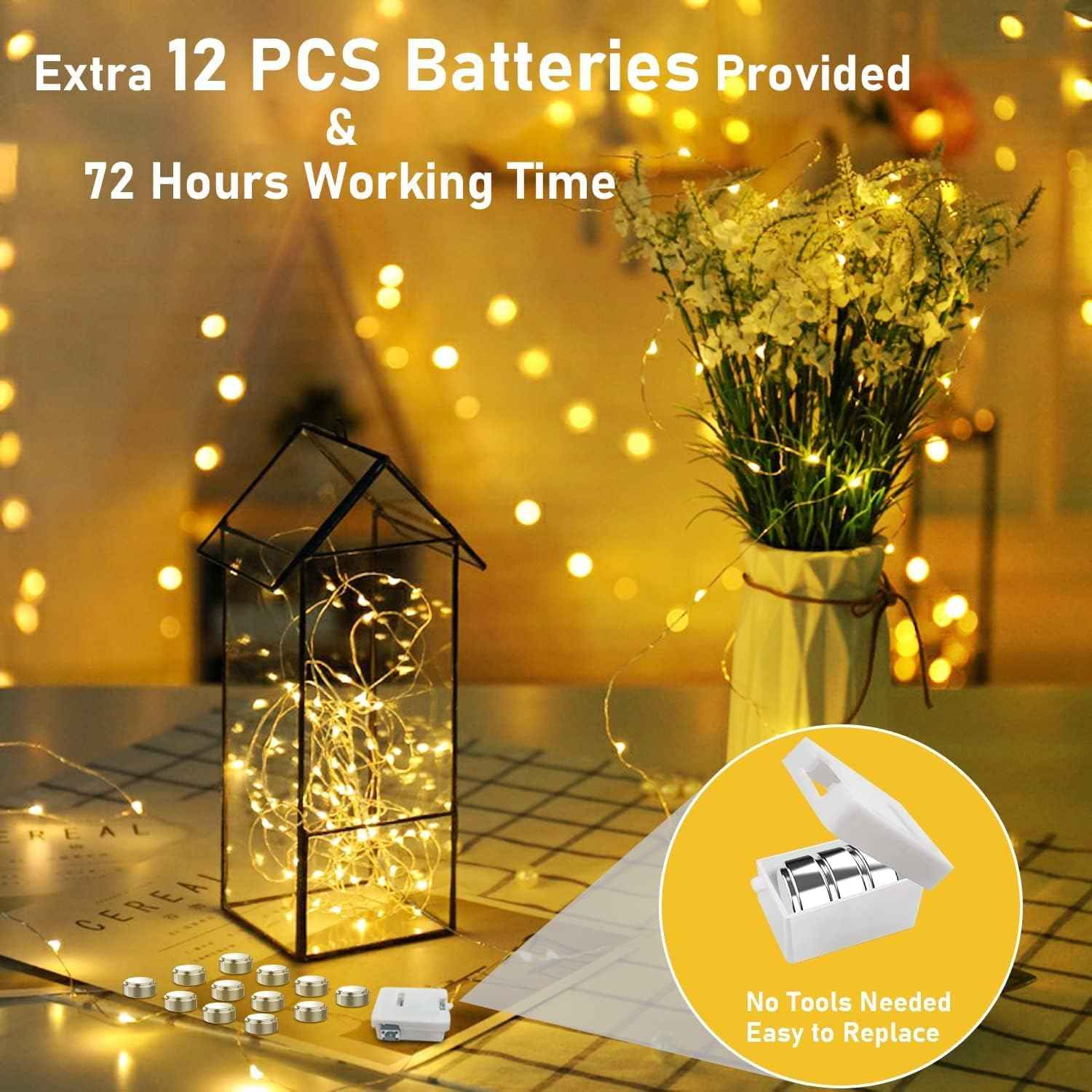 Brightever 12 Pack Fairy Lights – Safe Kids Bedroom Nightlight, Cool to Touch Battery Operated 4.5V LED String Lights for Nursery