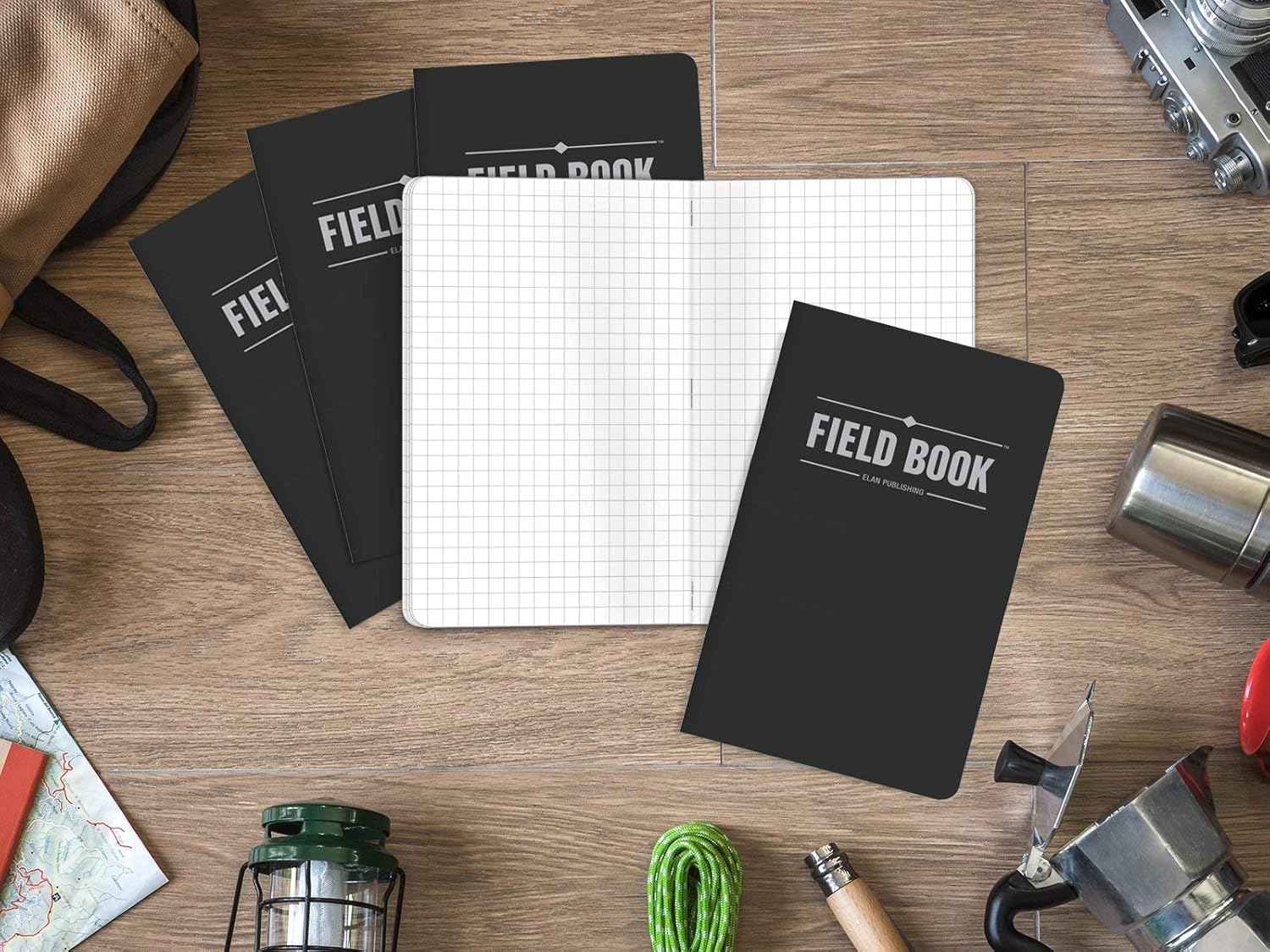 Elan Publishing Company Field Notebook – Focus-Friendly Pocket Notebook for Lectures and Lab Work, 3.5x5.5 Inch Black Memo Book, Pack of 5