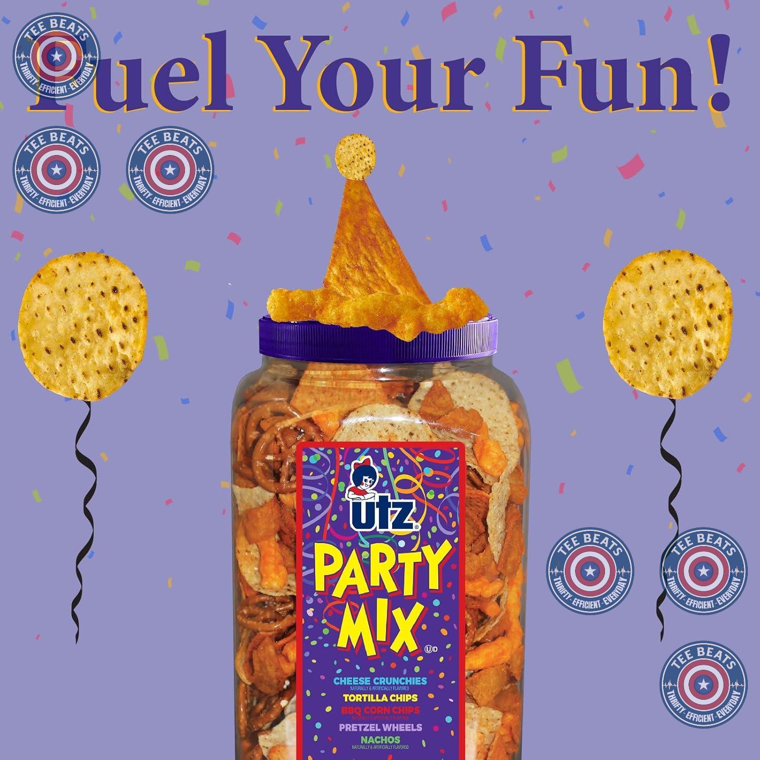 Utz_Party_Mix_-_26_Ounce_Barrel_Tasty_Snack_Includes_Corn/Nacho_Tortillas,_Pretzels,_BBQ_Corn_Chips_and_Cheese_Curls,_Easy_Quick_Snacks,_Cholesterol_Free_Trans-Fat