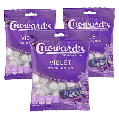 Choward's Violet Mints Candy Bag – Romantic Valentine's Day Gift for Mom, Nostalgic Floral Candy in 3-Pack