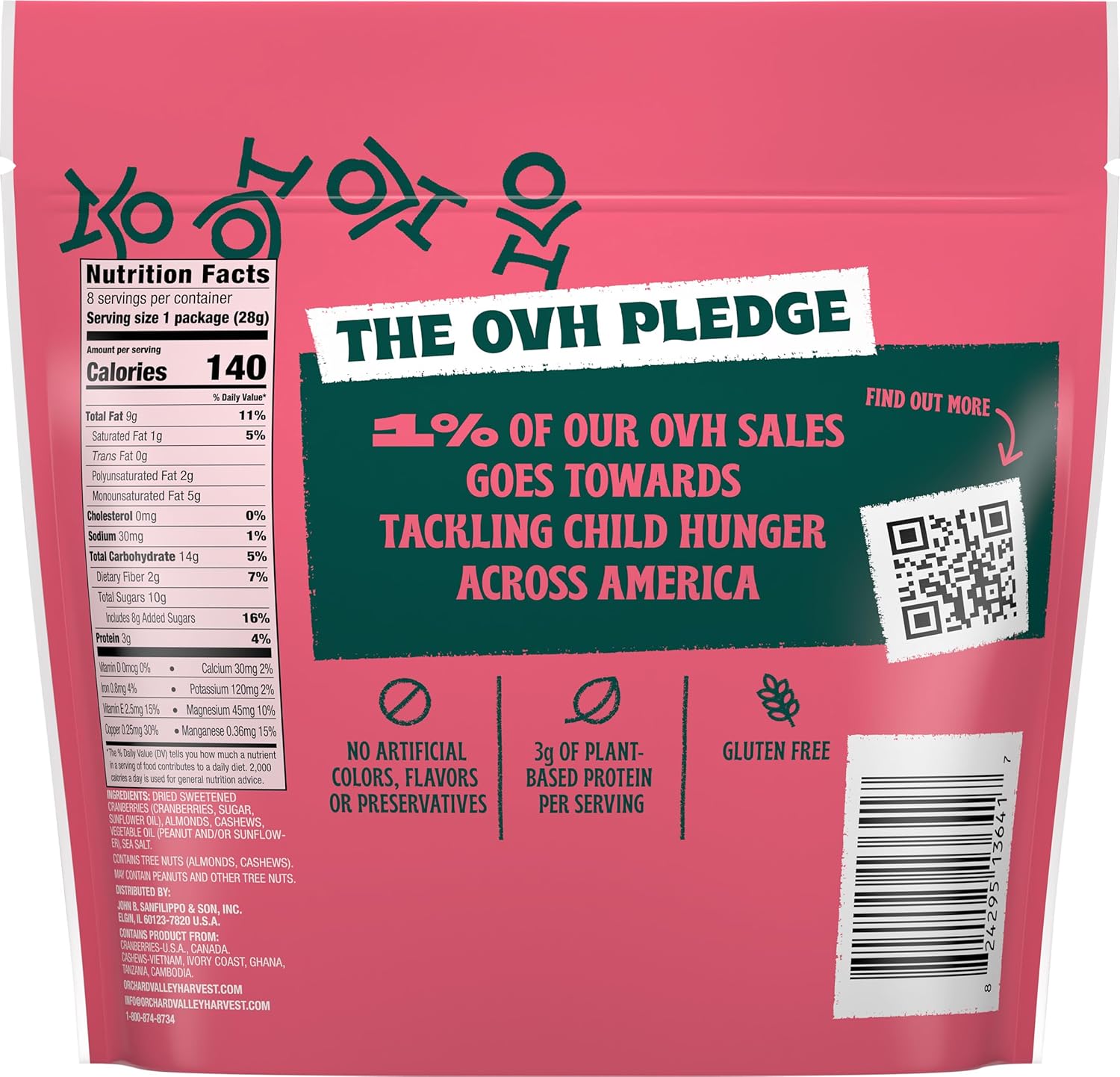 4g plant-based protein per serving from almonds and cashews