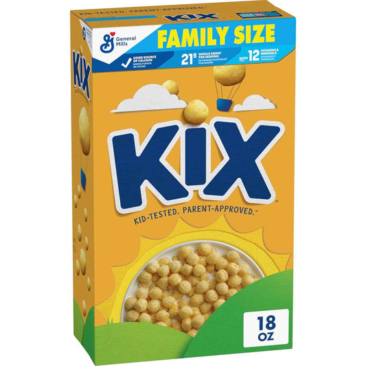 Kix Whole Grain Cereal – Wholesome School Lunchbox Snack for Kids, 18 oz Family Size Box