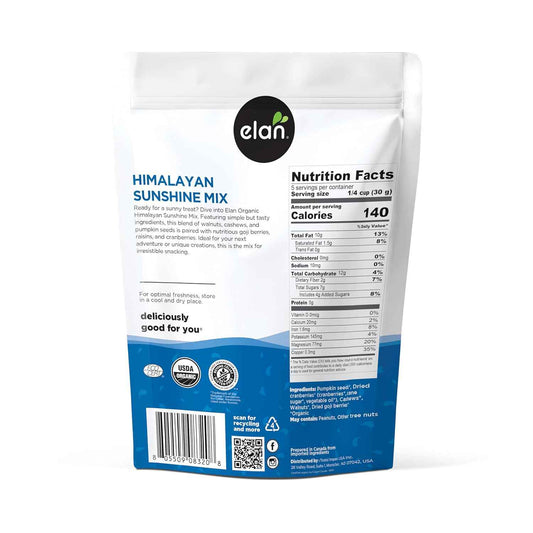 Elan Organic Himalayan Sunshine Mix – Resealable Camping Pouch Fuel with Cashews and Pumpkin Seeds